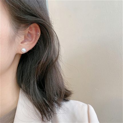 925 Sterling Silver Freshwater Baroque Pearl Stud Earrings - Image 4