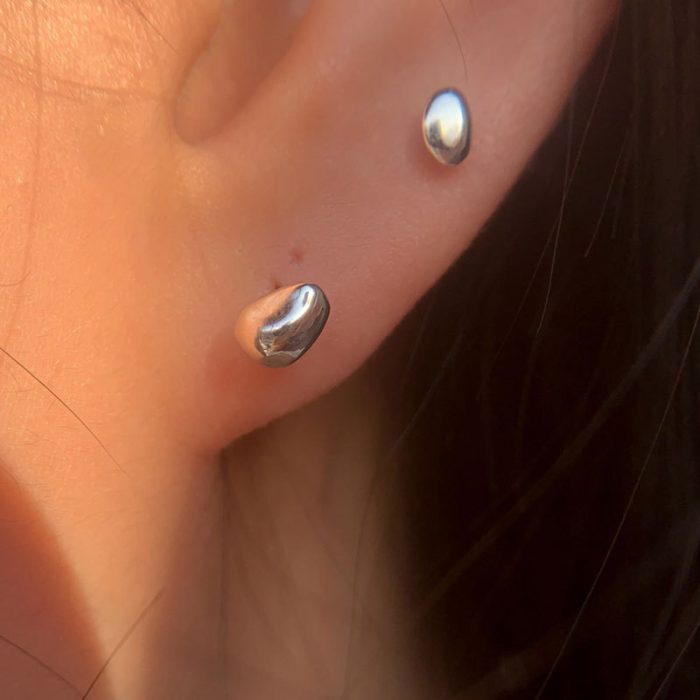 925 Sterling Silver Meteorite Small Stud Earrings - Image 5