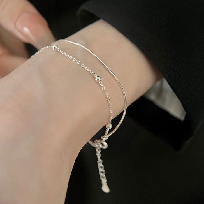 925 Sterling Silver Double Layer Bracelet - Image 5