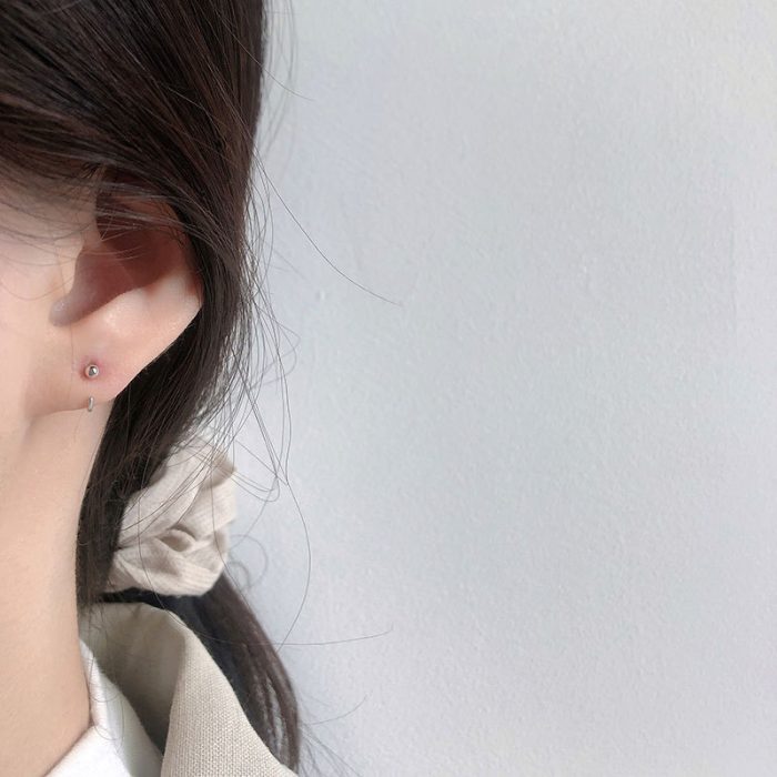 925 Sterling Silver Round Ball Hoop Earrings - Image 2