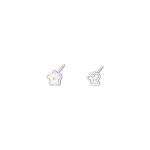 999 Fine Silver Floral Butterfly Stud Earrings