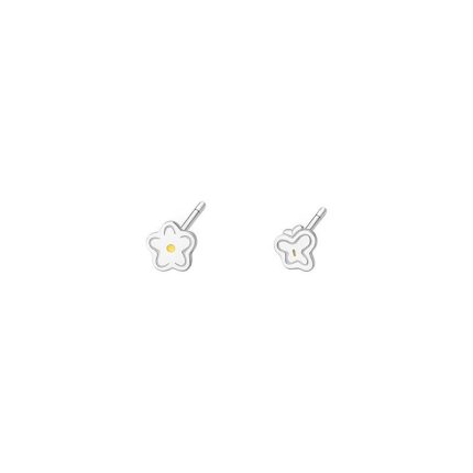 999 Fine Silver Floral Butterfly Stud Earrings