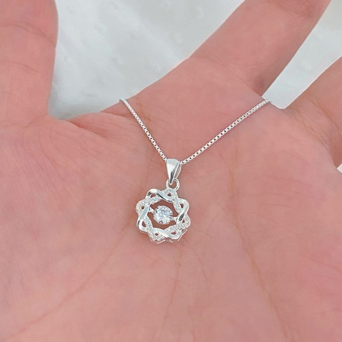 999 Fine Silver Twisted Sparkling CZ Necklace - Image 3