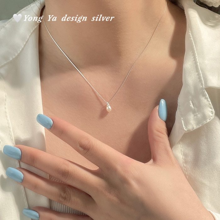 925 Sterling Silver Light Luxury Unique Pearl Necklace - Image 2