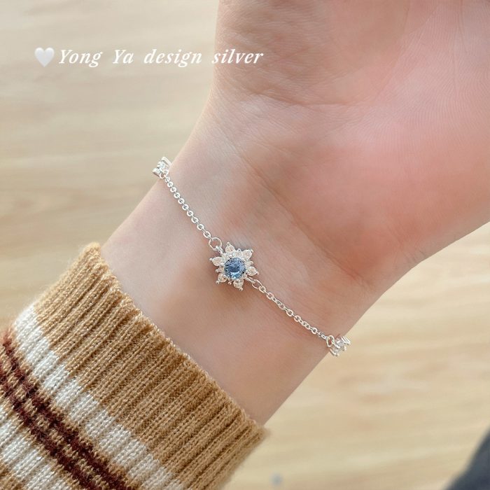 999 Fine Silver Snowflake CZ Bracelet - Image 2