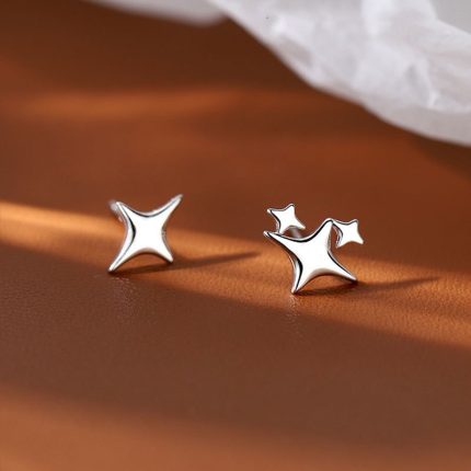 925 Sterling Silver Tetragram Stud Earrings - Image 4