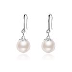 999 Fine Silver French Vintage Pearl Ear Hook Floral Hoop Earrings