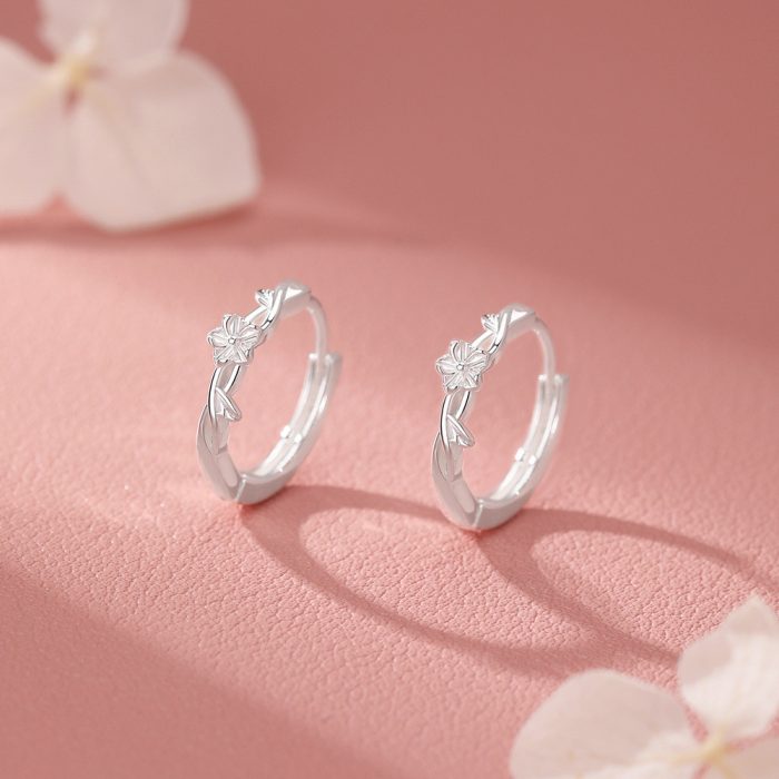 999 Fine Silver Wrapped Flower Hoop Earrings - Image 4