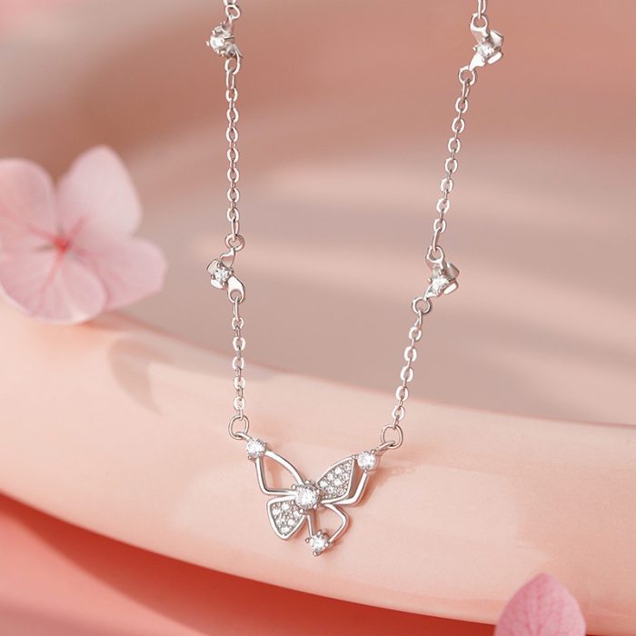 999 Fine Silver Fresh Hollow Butterfly Necklace - Image 4