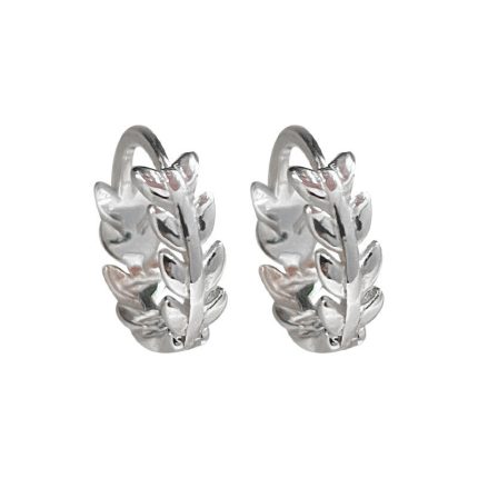 925 Sterling Silver Leaf Hoop Earrings - Image 4