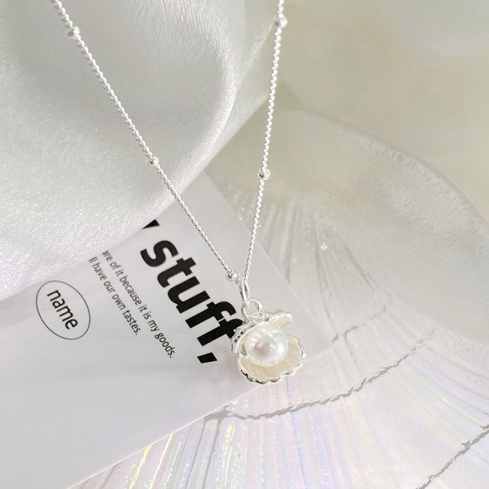 925 Sterling Silver Shell Pearl Necklace - Image 3