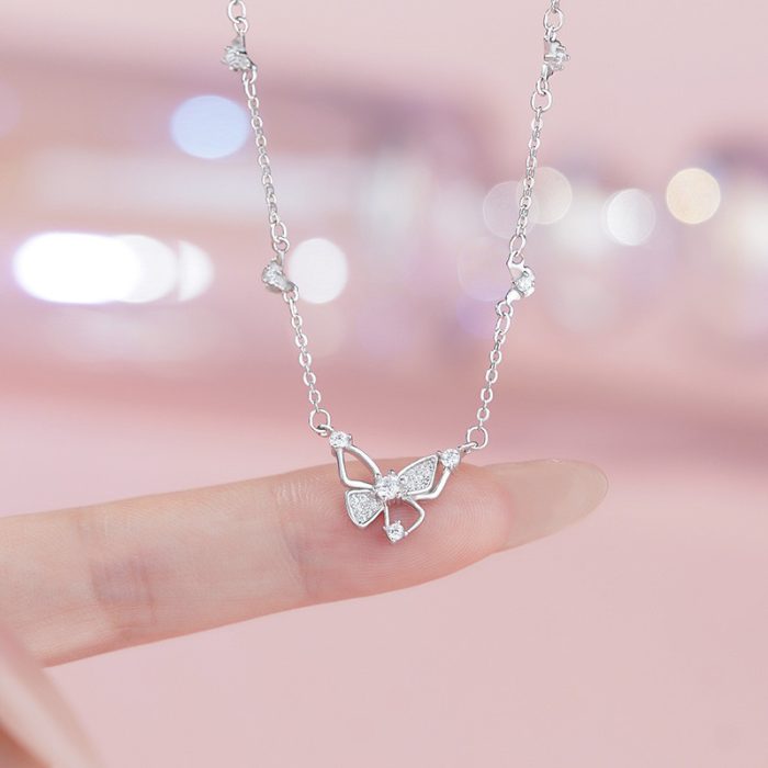 999 Fine Silver Fresh Hollow Butterfly Necklace - Image 3