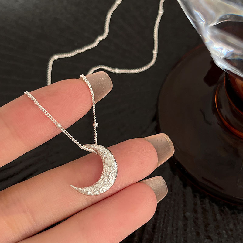 sg-11134201-82588-ms4c8px5wirsec 925 Sterling Silver Texture Lava Moon Necklace - Image 1