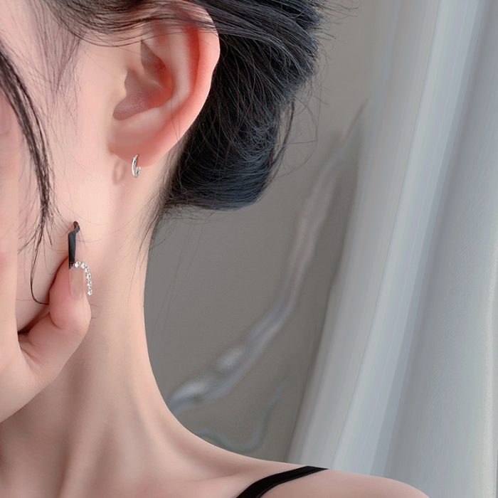 999 Fine Silver Minimalist Hoop Earrings - Image 2