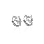 925 Sterling Silver Pave CZ Star Hoop Earrings