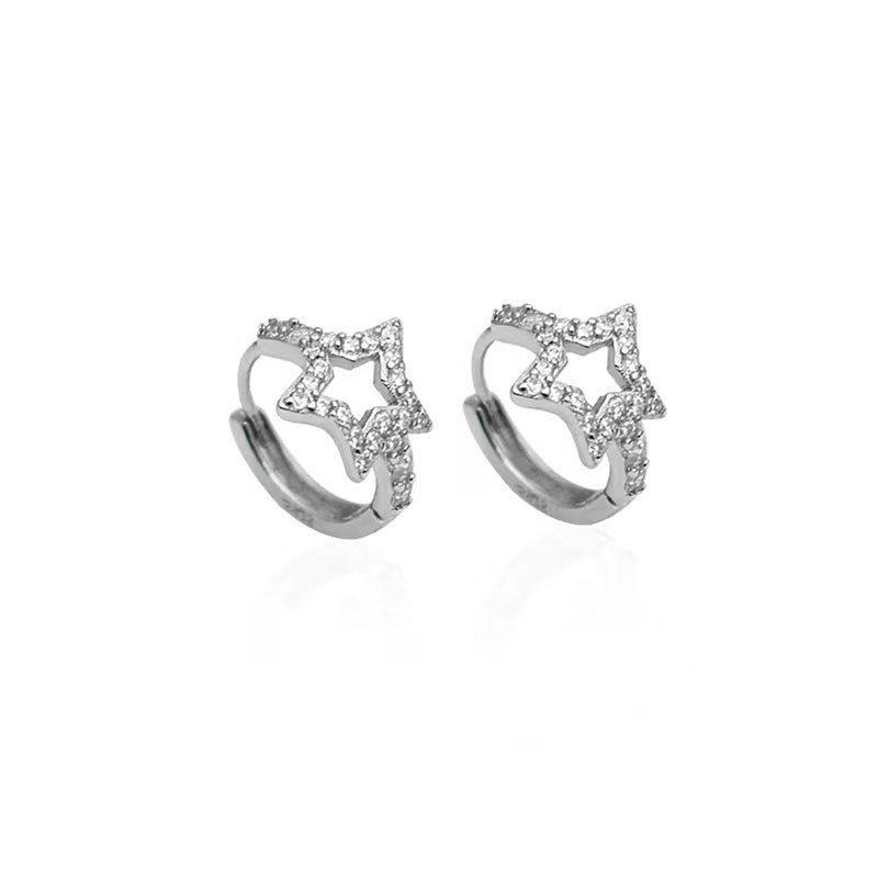 sg-11134201-82589-ms4c8s53pjwoe4 925 Sterling Silver Pave CZ Star Hoop Earrings - Image 1