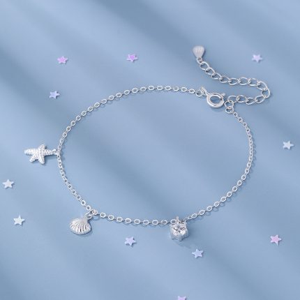 999 Fine Silver Girly Starfish Shell Bracelet - Image 3