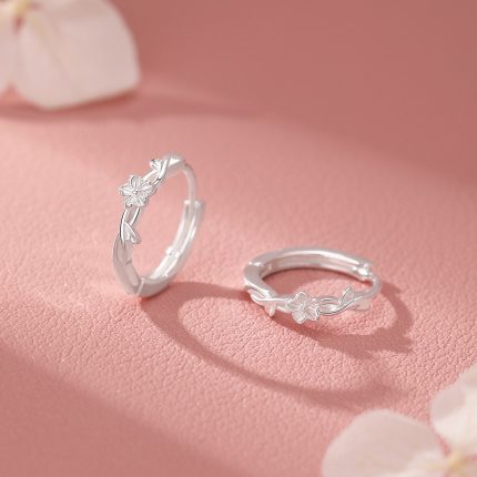 999 Fine Silver Wrapped Flower Hoop Earrings - Image 3