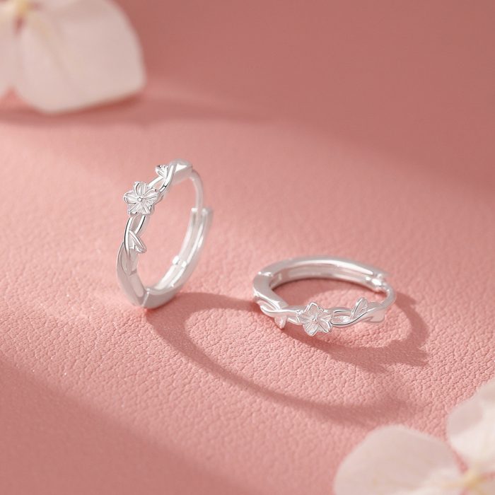 999 Fine Silver Wrapped Flower Hoop Earrings - Image 3