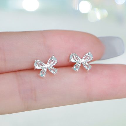 925 Sterling Silver Bow Stud Earrings - Image 4