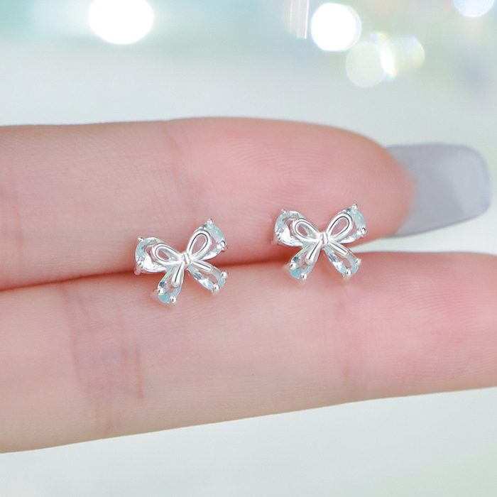 925 Sterling Silver Bow Stud Earrings - Image 4