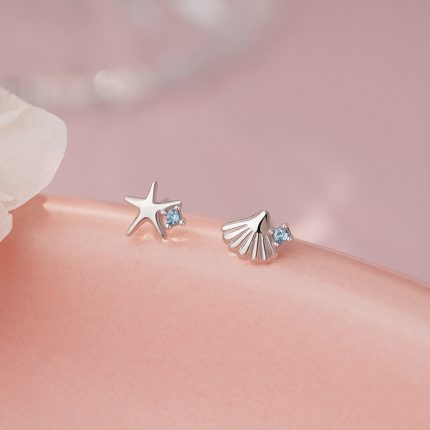 999 Fine Silver Starfish Shell Stud Earrings - Image 5