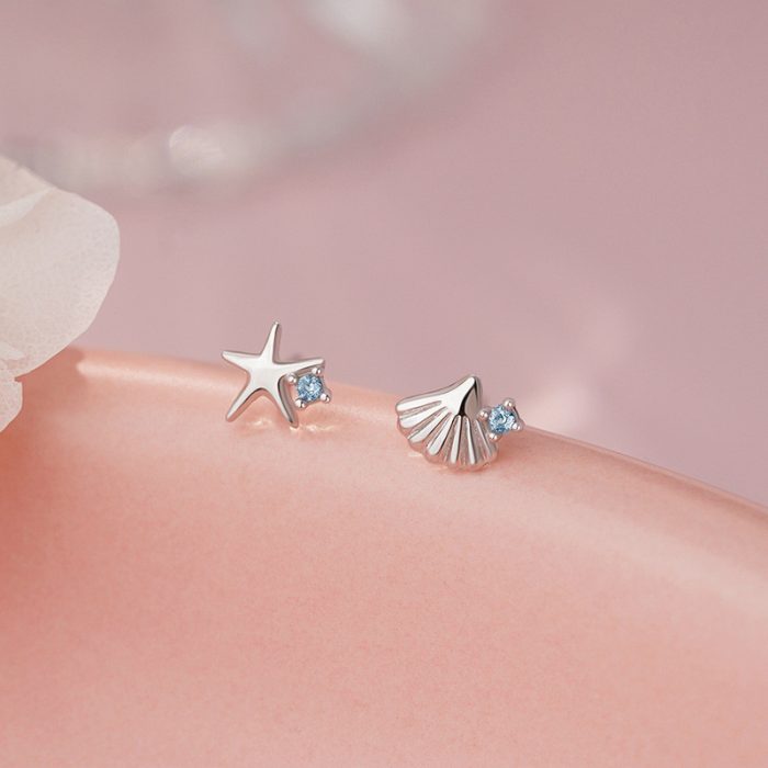 999 Fine Silver Starfish Shell Stud Earrings - Image 5