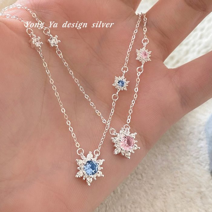 999 Fine Silver Snowflake CZ Necklace - Image 3