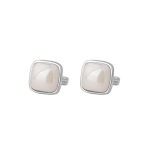 999 Fine Silver Square Pearl Hoop Earrings