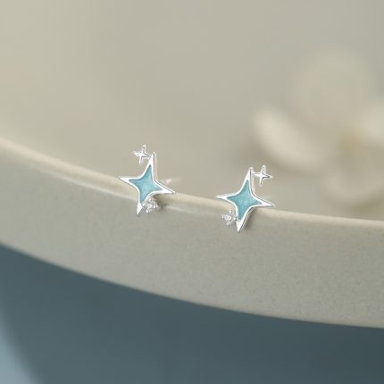 999 Fine Silver Tetragram Enamel Stud Earrings - Image 5