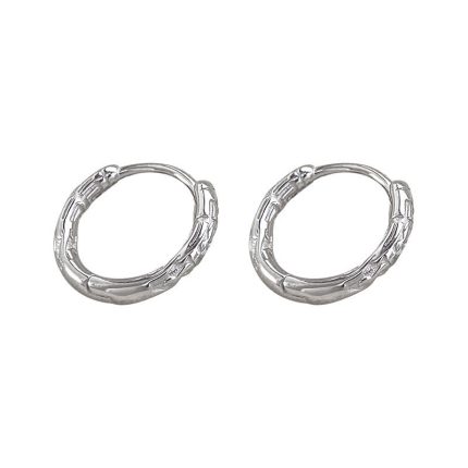 925 Sterling Silver Embossed Hoop Earrings