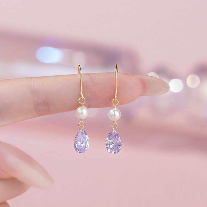 925 Sterling Silver Zircon Pearl Ear Hook - Image 5