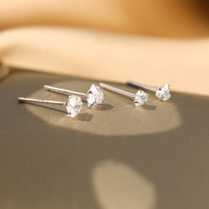 925 Sterling Silver Heart CZ Stud Earrings - Image 6