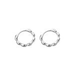999 Fine Silver Needle Good Luck Seven Grains Rice Hoop Earrings
