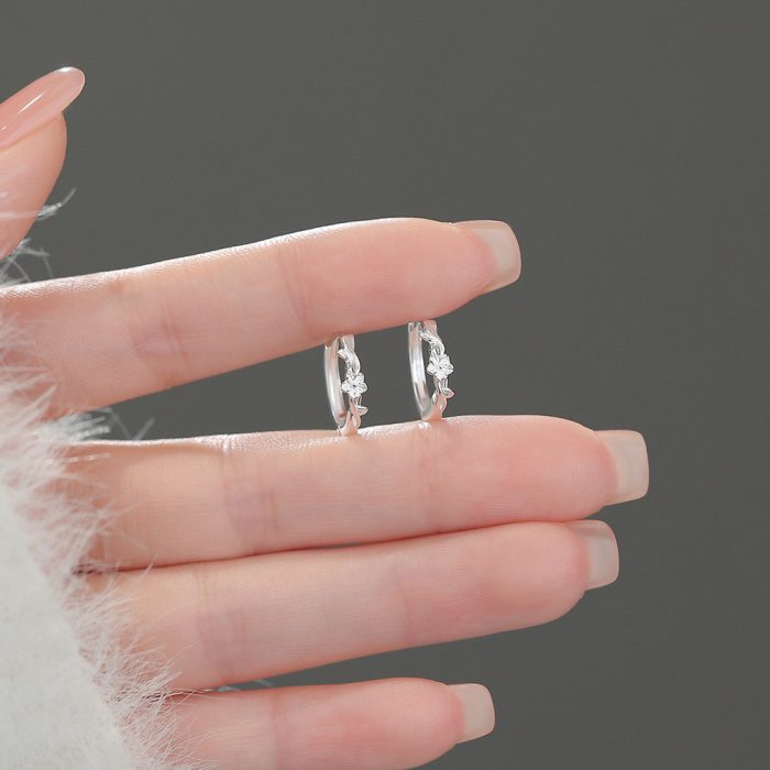 999 Fine Silver Fresh Forest Wrapped Flower Hoop Earrings - Image 4