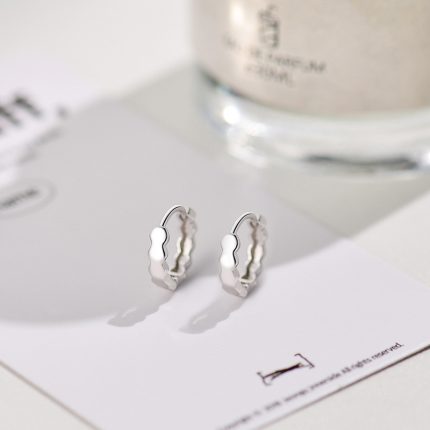 925 Sterling Silver Hoop Earrings Honeycomb Hexagon Sparkling Hoops - Image 3