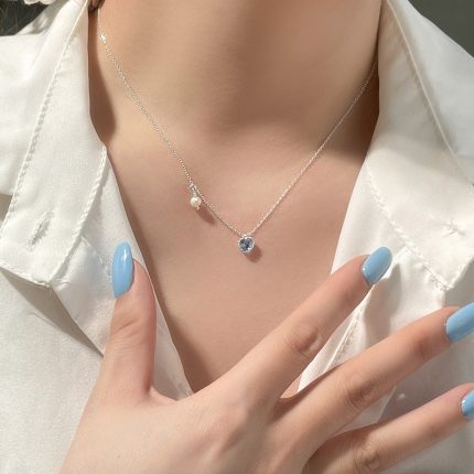 925 Sterling Silver Light Luxury Heart Pearl Necklace - Image 5