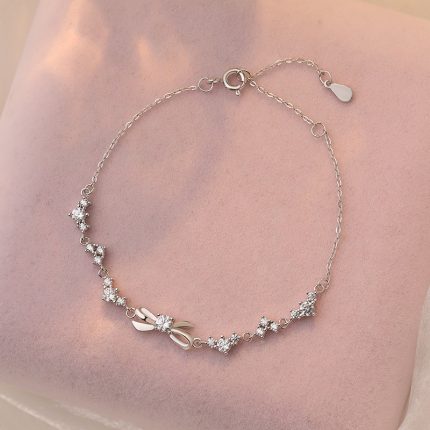 999 Fine Silver Bow CZ Heart Bracelet, Sweet Winter New Fresh Unique Bracelet - Image 5