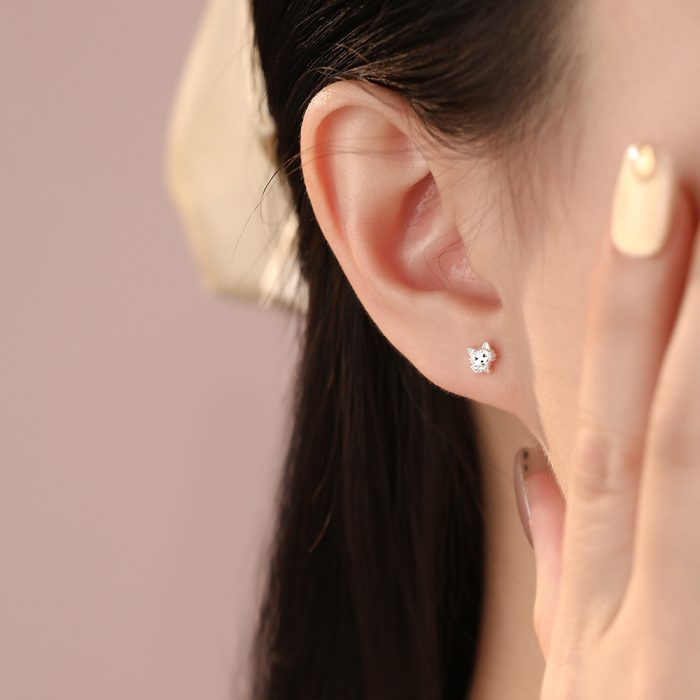 999 Fine Silver Cat Fish Stud Earrings - Image 5