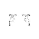 999 Fine Silver Ribbon Bow Stud Earrings