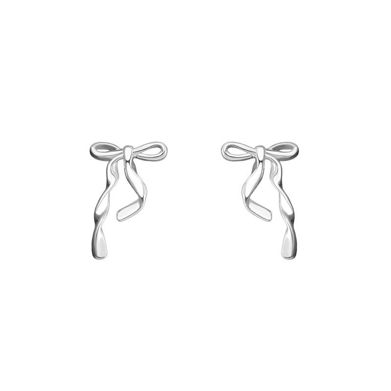 sg-11134201-8258m-ms4c8x3ldtky49 999 Fine Silver Ribbon Bow Stud Earrings - Image 1