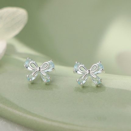925 Sterling Silver Bow Stud Earrings - Image 3