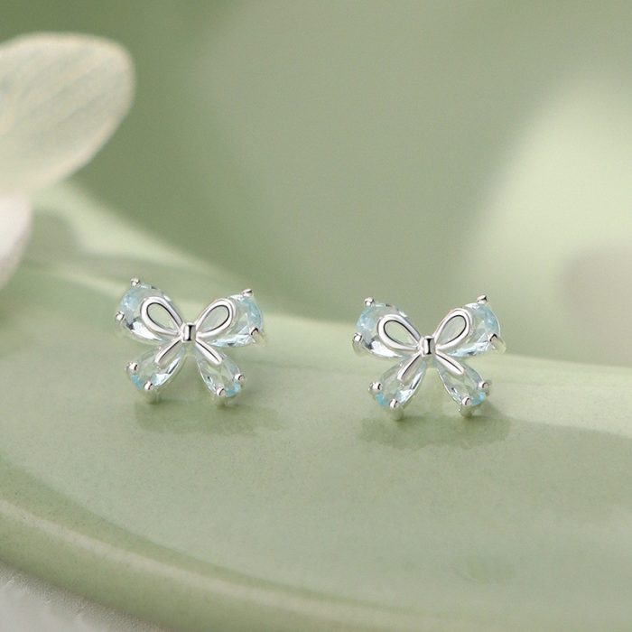 925 Sterling Silver Bow Stud Earrings - Image 3