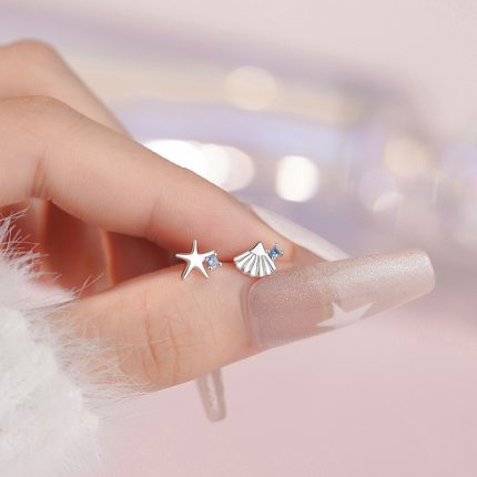 999 Fine Silver Starfish Shell Stud Earrings - Image 4
