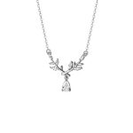 999 Fine Silver Light Luxury Elegant Laurel Goddess Leaf Teardrop Zircon Necklace