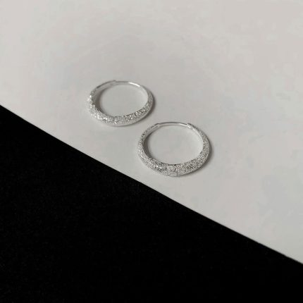 Full 925 Sterling Silver Galaxy Like Hoop Earrings - Image 5