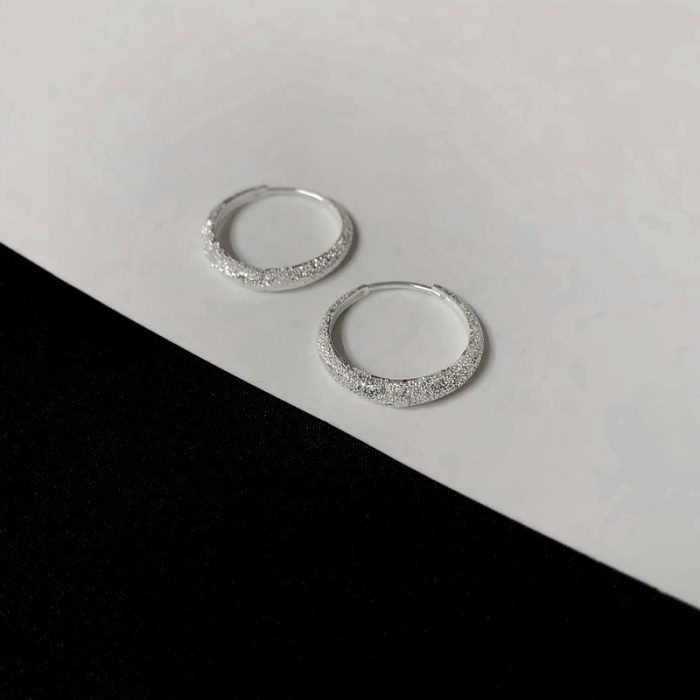 Full 925 Sterling Silver Galaxy Like Hoop Earrings - Image 5