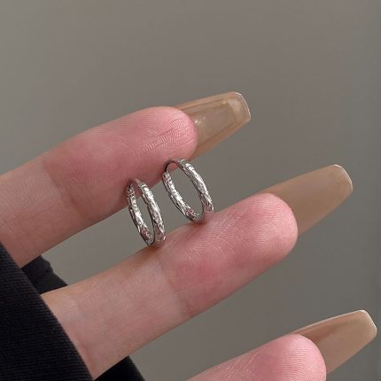 925 Sterling Silver Embossed Hoop Earrings - Image 4