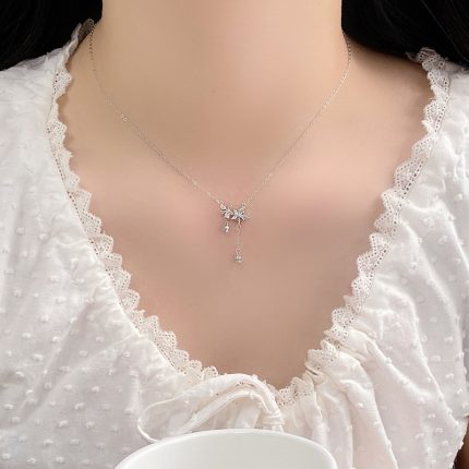 999 Fine Silver Elegant Floral Lily of the Valley Tassel Necklace - Image 4