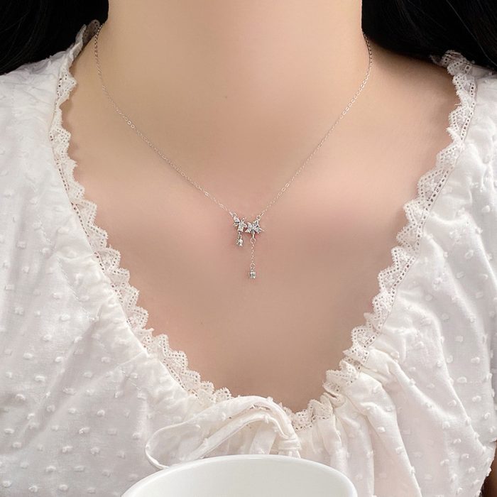 999 Fine Silver Elegant Floral Lily of the Valley Tassel Necklace - Image 4